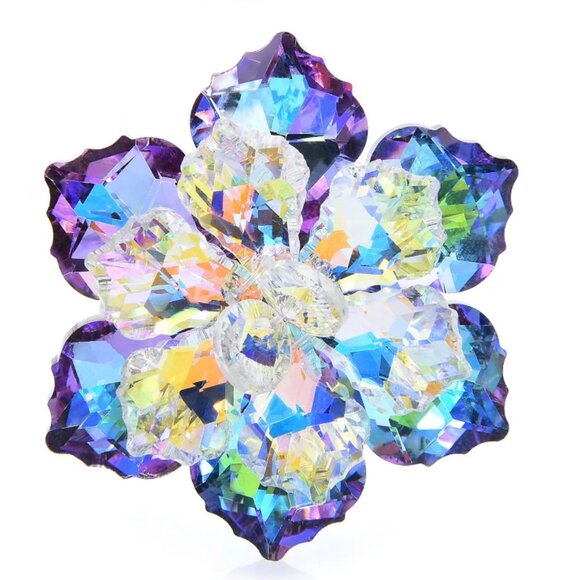 Sparkling Purple & Lavender crystal flower pin brooch - Picture 1 of 5